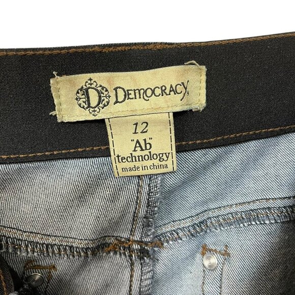 Democracy Ab Solution Women Dark Washed Denim Flare Bootcut Jeans Size 12 - Picture 2 of 5